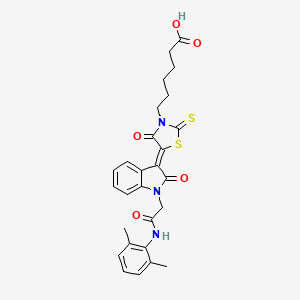 6-[(5Z)-5-(1-{2-[(2,6-dimethylphenyl)amino]-2-oxoethyl}-2-oxo-1,2-dihydro-3H-indol-3-ylidene)-4-oxo-2-thioxo-1,3-thiazolidin-3-yl]hexanoic acid