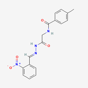 4-methyl-N-[2-[(2E)-2-[(2-nitrophenyl)methylidene]hydrazinyl]-2-oxoethyl]benzamide