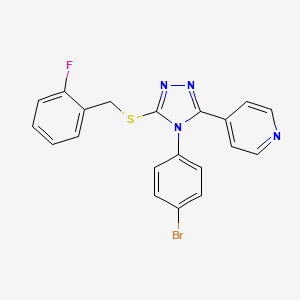 molecular formula C20H14BrFN4S B12028141 4-(4-(4-Bromophenyl)-5-((2-fluorobenzyl)thio)-4H-1,2,4-triazol-3-yl)pyridine CAS No. 477332-68-6