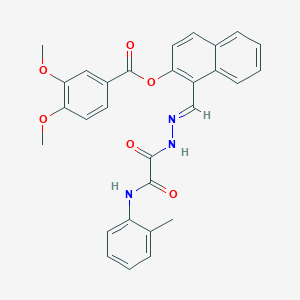 1-((2-(2-Oxo-2-(o-tolylamino)acetyl)hydrazono)methyl)naphthalen-2-yl 3,4-dimethoxybenzoate