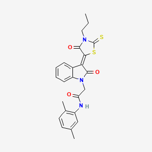 N-(2,5-dimethylphenyl)-2-[(3Z)-2-oxo-3-(4-oxo-3-propyl-2-thioxo-1,3-thiazolidin-5-ylidene)-2,3-dihydro-1H-indol-1-yl]acetamide