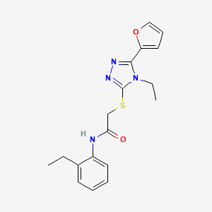 molecular formula C18H20N4O2S B12028208 2-[[4-ethyl-5-(furan-2-yl)-1,2,4-triazol-3-yl]sulfanyl]-N-(2-ethylphenyl)acetamide CAS No. 557069-45-1