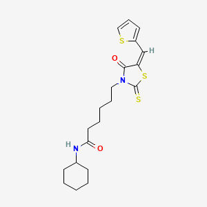 N-Cyclohexyl-6-[(5E)-4-oxo-5-(2-thienylmethylene)-2-thioxo-1,3-thiazolidin-3-YL]hexanamide