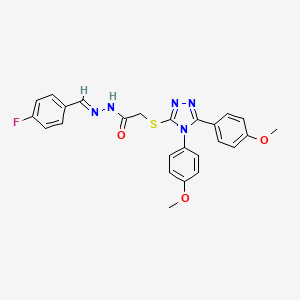 2-{[4,5-bis(4-methoxyphenyl)-4H-1,2,4-triazol-3-yl]sulfanyl}-N'-[(E)-(4-fluorophenyl)methylidene]acetohydrazide