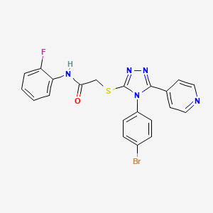 molecular formula C21H15BrFN5OS B12028441 2-{[4-(4-bromophenyl)-5-(4-pyridinyl)-4H-1,2,4-triazol-3-yl]sulfanyl}-N-(2-fluorophenyl)acetamide CAS No. 726158-09-4