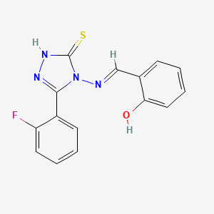 molecular formula C15H11FN4OS B12028476 2-(((3-(2-Fluorophenyl)-5-mercapto-4H-1,2,4-triazol-4-yl)imino)methyl)phenol CAS No. 585560-06-1