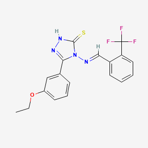 molecular formula C18H15F3N4OS B12028505 3-(3-Ethoxyphenyl)-4-((2-(trifluoromethyl)benzylidene)amino)-1H-1,2,4-triazole-5(4H)-thione CAS No. 497921-71-8