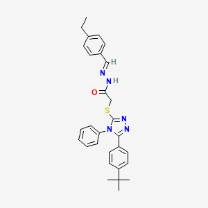 2-{[5-(4-tert-butylphenyl)-4-phenyl-4H-1,2,4-triazol-3-yl]sulfanyl}-N'-[(E)-(4-ethylphenyl)methylidene]acetohydrazide