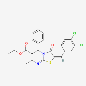 molecular formula C24H20Cl2N2O3S B12028517 ethyl (2E)-2-[(3,4-dichlorophenyl)methylidene]-7-methyl-5-(4-methylphenyl)-3-oxo-5H-[1,3]thiazolo[3,2-a]pyrimidine-6-carboxylate CAS No. 419551-32-9