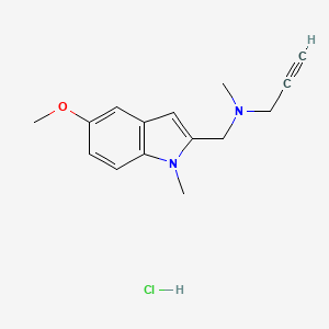 B1202854 1H-Indole-2-methanamine, 5-methoxy-N,1-dimethyl-N-2-propynyl-, monohydrochloride CAS No. 130445-52-2