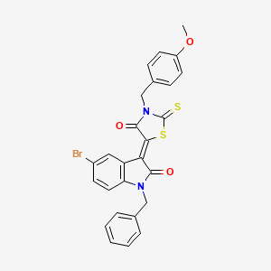 (3Z)-1-benzyl-5-bromo-3-[3-(4-methoxybenzyl)-4-oxo-2-thioxo-1,3-thiazolidin-5-ylidene]-1,3-dihydro-2H-indol-2-one