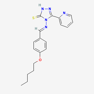 molecular formula C19H21N5OS B12028555 4-({(E)-[4-(pentyloxy)phenyl]methylidene}amino)-5-(2-pyridinyl)-4H-1,2,4-triazole-3-thiol 