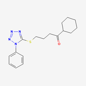 molecular formula C17H22N4OS B1202860 1-Cyclohexyl-4-(1-phenyl-5-tetrazolyl)thio-1-butanone CAS No. 80087-23-6