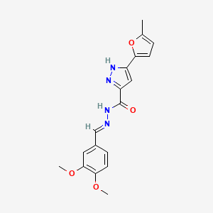 molecular formula C18H18N4O4 B12028643 N'-[(E)-(3,4-dimethoxyphenyl)methylidene]-3-(5-methyl-2-furyl)-1H-pyrazole-5-carbohydrazide 