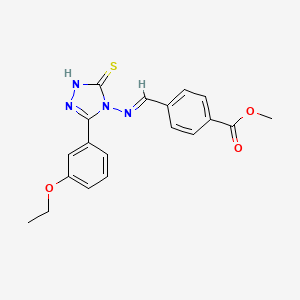 molecular formula C19H18N4O3S B12028664 Methyl 4-(((3-(3-ethoxyphenyl)-5-thioxo-1H-1,2,4-triazol-4(5H)-yl)imino)methyl)benzoate CAS No. 733031-47-5