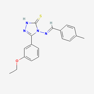 molecular formula C18H18N4OS B12028665 5-(3-Ethoxyphenyl)-4-((4-methylbenzylidene)amino)-4H-1,2,4-triazole-3-thiol CAS No. 613249-72-2