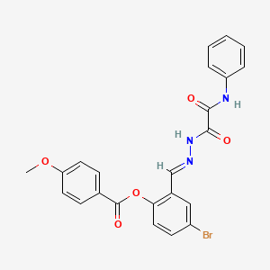 2-(2-(Anilino(oxo)acetyl)carbohydrazonoyl)-4-bromophenyl 4-methoxybenzoate