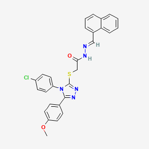 molecular formula C28H22ClN5O2S B12028710 2-{[4-(4-chlorophenyl)-5-(4-methoxyphenyl)-4H-1,2,4-triazol-3-yl]sulfanyl}-N'-[(E)-naphthalen-1-ylmethylidene]acetohydrazide 