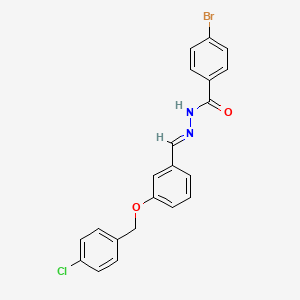 molecular formula C21H16BrClN2O2 B12028744 4-bromo-N-[(E)-[3-[(4-chlorophenyl)methoxy]phenyl]methylideneamino]benzamide CAS No. 765274-39-3