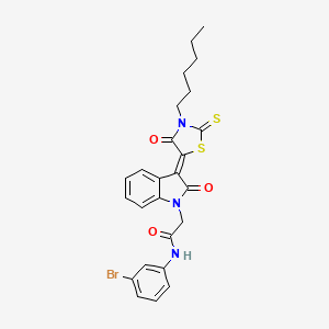 N-(3-bromophenyl)-2-[(3Z)-3-(3-hexyl-4-oxo-2-thioxo-1,3-thiazolidin-5-ylidene)-2-oxo-2,3-dihydro-1H-indol-1-yl]acetamide