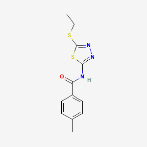 molecular formula C12H13N3OS2 B1202877 N-[5-(乙硫基)-1,3,4-噻二唑-2-基]-4-甲基苯甲酰胺 