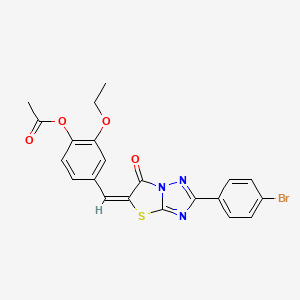 molecular formula C21H16BrN3O4S B12028777 4-[(E)-(2-(4-Bromophenyl)-6-oxo[1,3]thiazolo[3,2-B][1,2,4]triazol-5(6H)-ylidene)methyl]-2-ethoxyphenyl acetate CAS No. 606959-54-0