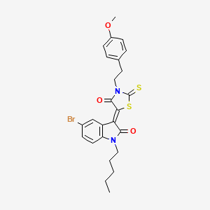 molecular formula C25H25BrN2O3S2 B12028782 (3Z)-5-bromo-3-{3-[2-(4-methoxyphenyl)ethyl]-4-oxo-2-thioxo-1,3-thiazolidin-5-ylidene}-1-pentyl-1,3-dihydro-2H-indol-2-one 