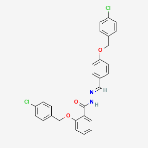 molecular formula C28H22Cl2N2O3 B12028839 2-((4-Chlorobenzyl)oxy)-N'-(4-((4-chlorobenzyl)oxy)benzylidene)benzohydrazide CAS No. 769153-82-4