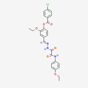 molecular formula C26H24ClN3O6 B12028926 2-Ethoxy-4-((2-(2-((4-ethoxyphenyl)amino)-2-oxoacetyl)hydrazono)methyl)phenyl 4-chlorobenzoate CAS No. 765910-91-6