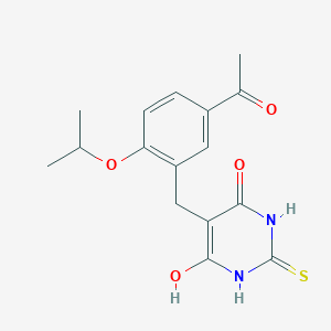 molecular formula C16H18N2O4S B1202893 5-[(5-乙酰基-2-丙-2-氧基苯基)甲基]-6-羟基-2-硫代亚基-1H-嘧啶-4-酮 