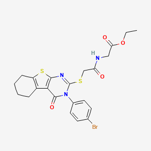 molecular formula C22H22BrN3O4S2 B12029006 Ethyl [({[3-(4-bromophenyl)-4-oxo-3,4,5,6,7,8-hexahydro[1]benzothieno[2,3-D]pyrimidin-2-YL]sulfanyl}acetyl)amino]acetate CAS No. 618880-58-3