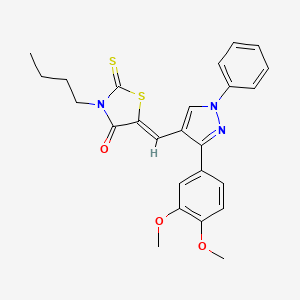 molecular formula C25H25N3O3S2 B12029027 (5Z)-3-Butyl-5-{[3-(3,4-dimethoxyphenyl)-1-phenyl-1H-pyrazol-4-YL]methylene}-2-thioxo-1,3-thiazolidin-4-one CAS No. 623935-62-6