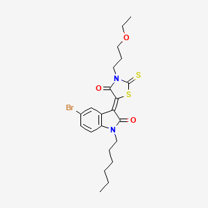 (3Z)-5-bromo-3-[3-(3-ethoxypropyl)-4-oxo-2-thioxo-1,3-thiazolidin-5-ylidene]-1-hexyl-1,3-dihydro-2H-indol-2-one