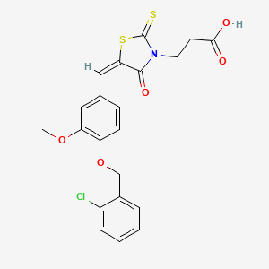 3-((5E)-5-{4-[(2-Chlorobenzyl)oxy]-3-methoxybenzylidene}-4-oxo-2-thioxo-1,3-thiazolidin-3-YL)propanoic acid