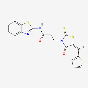 N-(1,3-benzothiazol-2-yl)-3-[(5E)-4-oxo-5-(2-thienylmethylene)-2-thioxo-1,3-thiazolidin-3-yl]propanamide