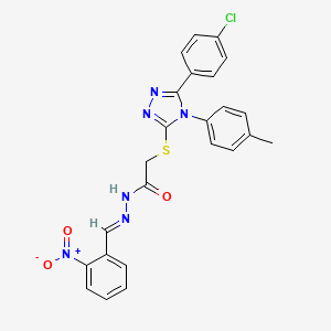 2-{[5-(4-chlorophenyl)-4-(4-methylphenyl)-4H-1,2,4-triazol-3-yl]sulfanyl}-N'-[(E)-(2-nitrophenyl)methylidene]acetohydrazide