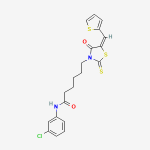 molecular formula C20H19ClN2O2S3 B12029206 N-(3-Chlorophenyl)-6-[(5E)-4-oxo-5-(2-thienylmethylene)-2-thioxo-1,3-thiazolidin-3-YL]hexanamide 