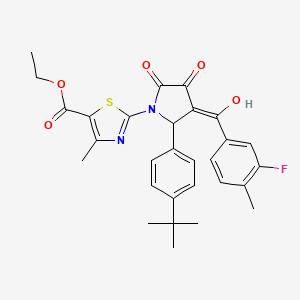 Ethyl 2-[2-(4-tert-butylphenyl)-3-(3-fluoro-4-methylbenzoyl)-4-hydroxy-5-oxo-2,5-dihydro-1H-pyrrol-1-YL]-4-methyl-1,3-thiazole-5-carboxylate