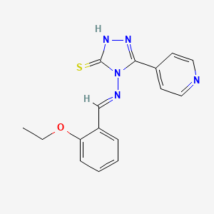 molecular formula C16H15N5OS B12029286 4-{[(E)-(2-ethoxyphenyl)methylidene]amino}-5-(4-pyridinyl)-4H-1,2,4-triazole-3-thiol 