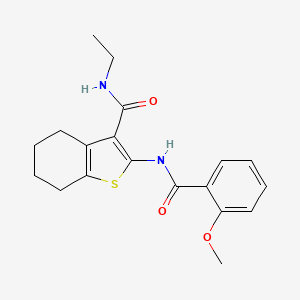 molecular formula C19H22N2O3S B12029292 N-ethyl-2-(2-methoxybenzamido)-4,5,6,7-tetrahydro-1-benzothiophene-3-carboxamide CAS No. 493002-56-5