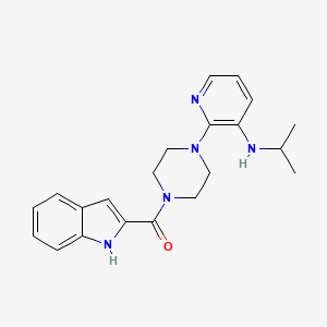 B1202936 Piperazine, 1-(1H-indol-2-ylcarbonyl)-4-(3-((1-methylethyl)amino)-2-pyridinyl)- CAS No. 136816-76-7
