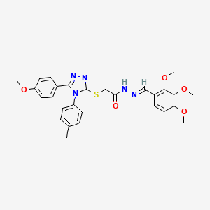 2-{[5-(4-methoxyphenyl)-4-(4-methylphenyl)-4H-1,2,4-triazol-3-yl]sulfanyl}-N'-[(E)-(2,3,4-trimethoxyphenyl)methylidene]acetohydrazide