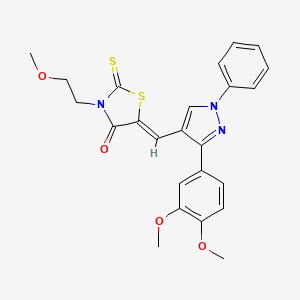 molecular formula C24H23N3O4S2 B12029434 (5Z)-5-[[3-(3,4-dimethoxyphenyl)-1-phenylpyrazol-4-yl]methylidene]-3-(2-methoxyethyl)-2-sulfanylidene-1,3-thiazolidin-4-one CAS No. 623935-89-7