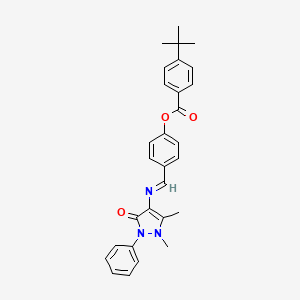 molecular formula C29H29N3O3 B12029438 4-{(E)-[(1,5-dimethyl-3-oxo-2-phenyl-2,3-dihydro-1H-pyrazol-4-yl)imino]methyl}phenyl 4-tert-butylbenzoate CAS No. 611185-56-9