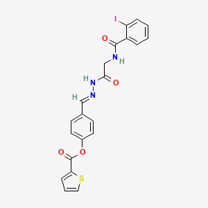 molecular formula C21H16IN3O4S B12029447 4-(2-(((2-Iodobenzoyl)amino)AC)carbohydrazonoyl)phenyl 2-thiophenecarboxylate CAS No. 767339-14-0