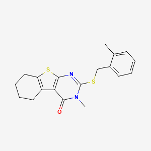 molecular formula C19H20N2OS2 B12029457 3-methyl-2-[(2-methylbenzyl)sulfanyl]-5,6,7,8-tetrahydro[1]benzothieno[2,3-d]pyrimidin-4(3H)-one 