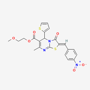 2-methoxyethyl (2Z)-7-methyl-2-(4-nitrobenzylidene)-3-oxo-5-(2-thienyl)-2,3-dihydro-5H-[1,3]thiazolo[3,2-a]pyrimidine-6-carboxylate