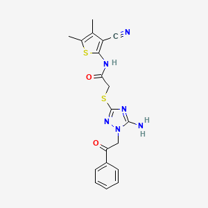 molecular formula C19H18N6O2S2 B1202954 2-[(5-氨基-1-苯甲酰-1,2,4-三唑-3-基)硫代]-N-(3-氰基-4,5-二甲基-2-噻吩基)乙酰胺 