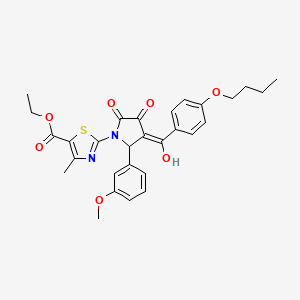 molecular formula C29H30N2O7S B12029566 Ethyl 2-(3-(4-butoxybenzoyl)-4-hydroxy-2-(3-methoxyphenyl)-5-oxo-2,5-dihydro-1H-pyrrol-1-yl)-4-methylthiazole-5-carboxylate CAS No. 609795-31-5