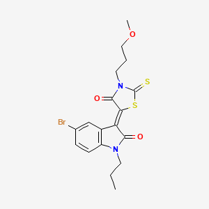 molecular formula C18H19BrN2O3S2 B12029636 5-(5-Bromo-2-oxo-1-propylindolin-3-ylidene)-3-(3-methoxypropyl)-2-thioxothiazolidin-4-one CAS No. 617697-16-2